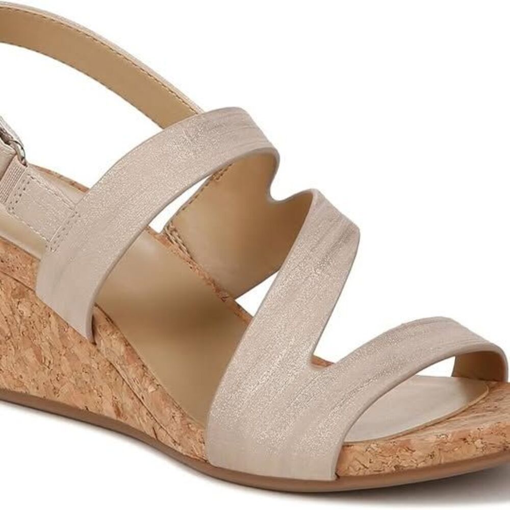 Naturalizer Womens Adria Strappy Wedge Sandals Fawn Beige Smooth 9.5 W